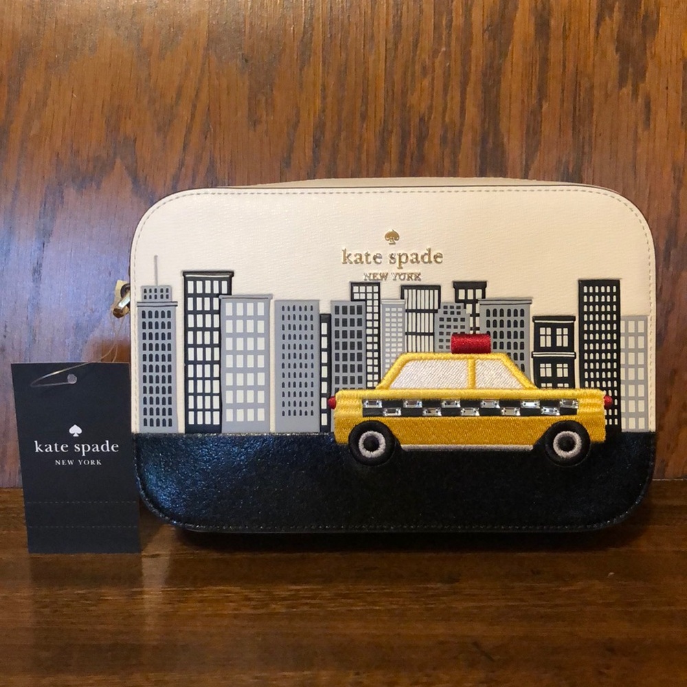 NWT-Kate Spade-SET-NYC/Big Apple Taxi Cab-Mini Camera Bag & L-Zip Wristlet-$428 - Picture 2 of 16